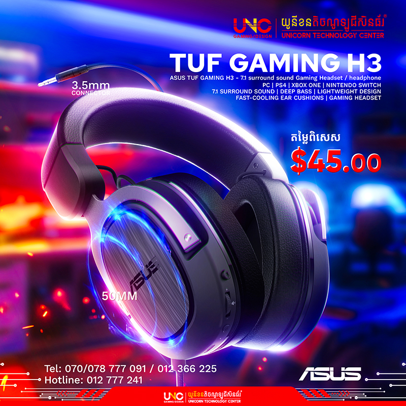 ASUS HEADSET TUF GAMING H3 SILVER TUF GAMING H3 SILVER Wired / Connector 3.5mm / Driver Size 50mm